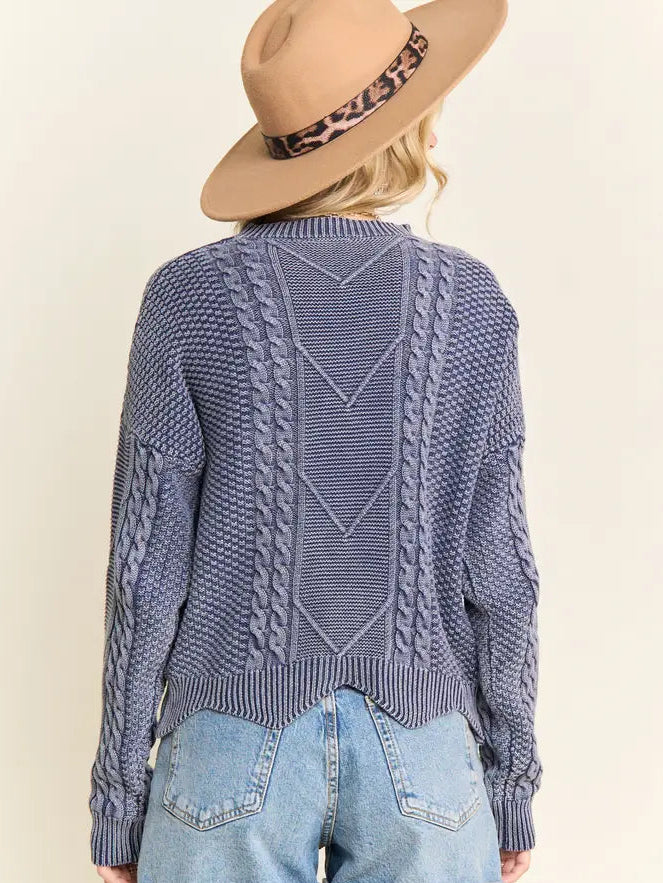 Cable Knit Wavy Hem Sweater