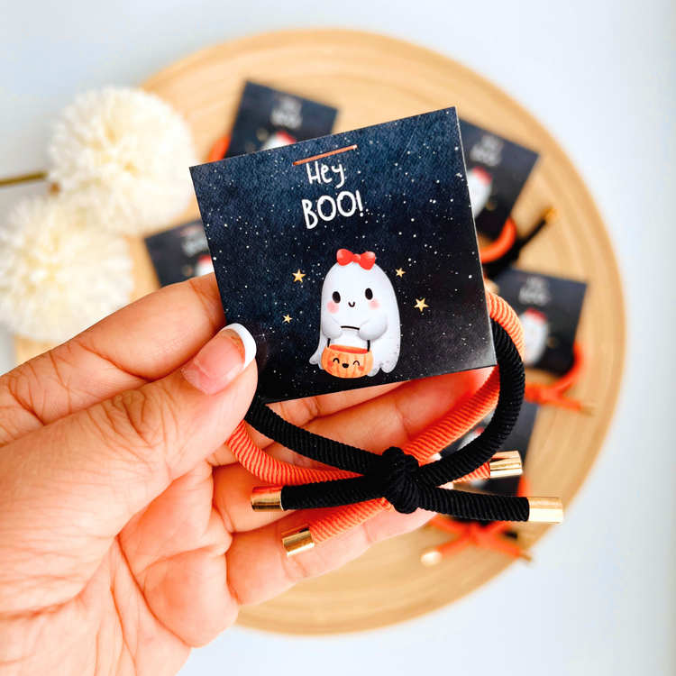 Thank You Gifts "Hey Boo!" Halloween Double Elastic Hair Tie