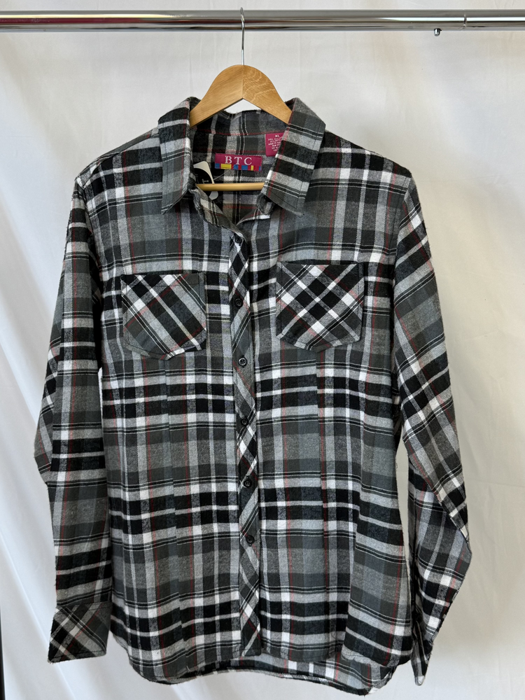 Queen Upcycled Flannel Long Sleeve Shirt