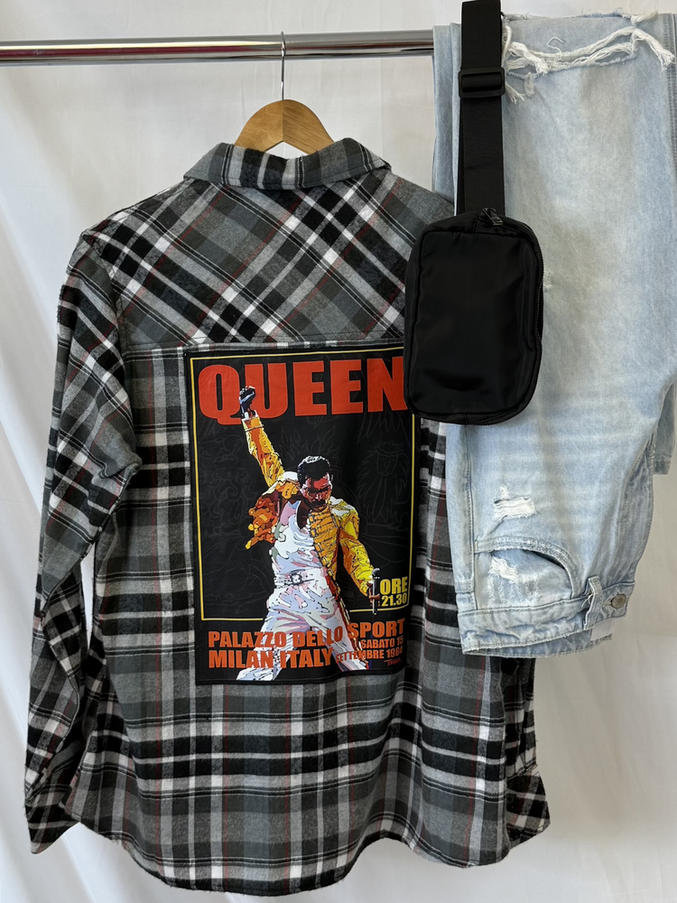 Queen Upcycled Flannel Long Sleeve Shirt