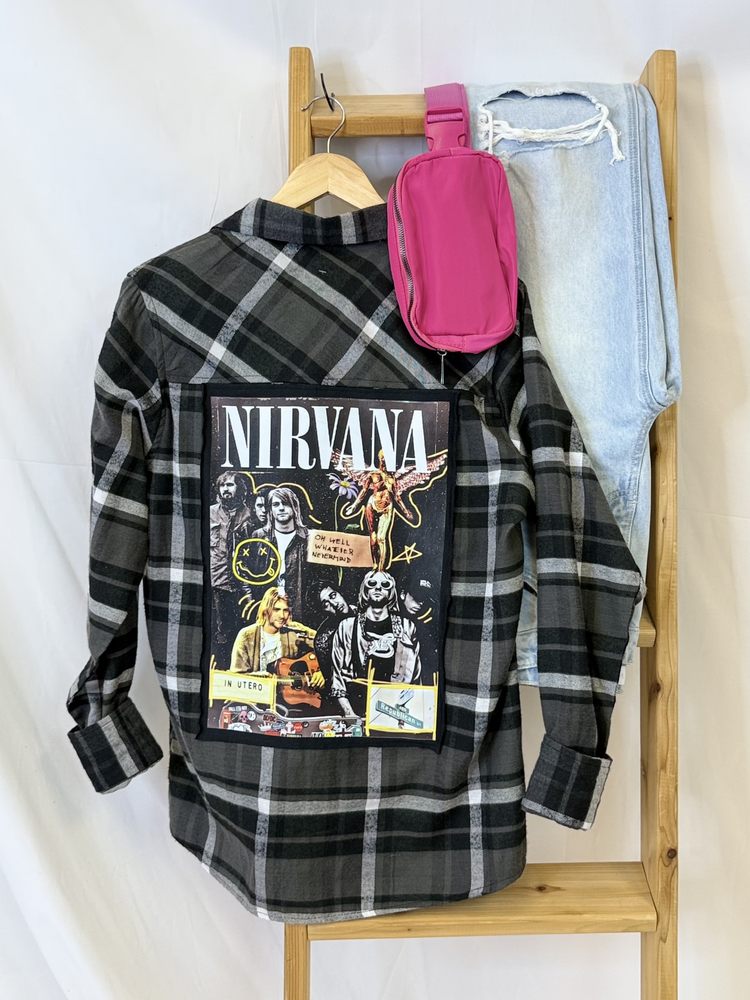 Nirvana Upcycled Flannel Long Sleeve Shirt