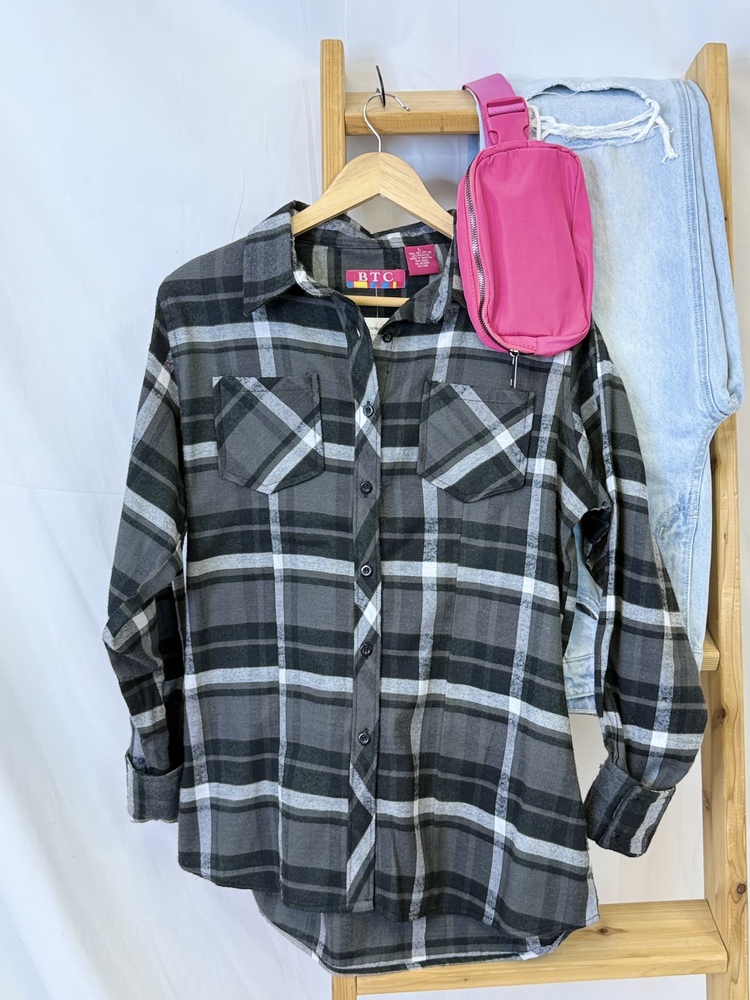 Nirvana Upcycled Flannel Long Sleeve Shirt