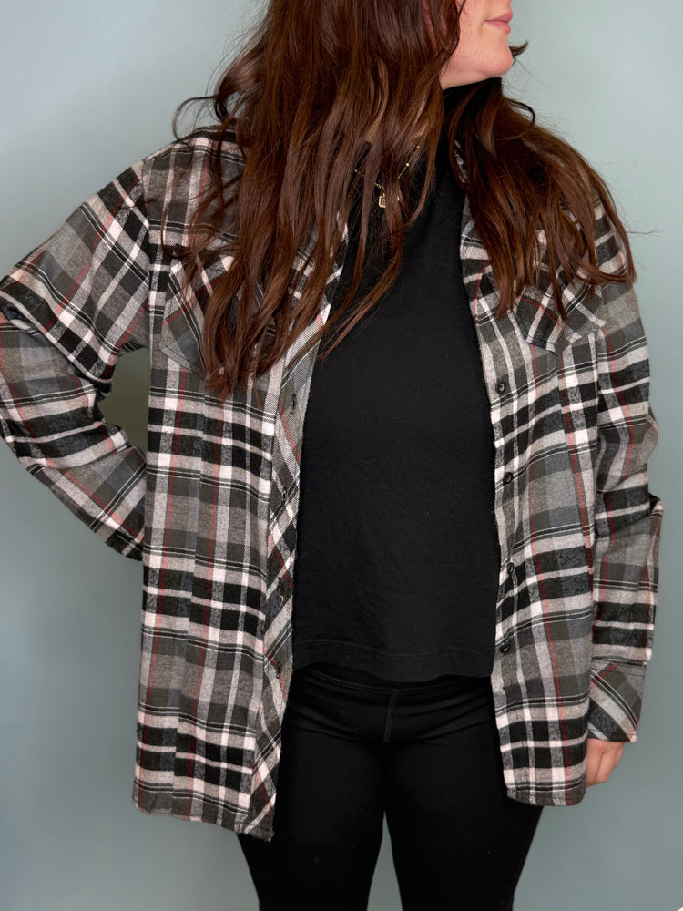 Queen Upcycled Flannel Long Sleeve Shirt