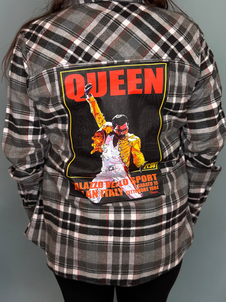 Queen Upcycled Flannel Long Sleeve Shirt