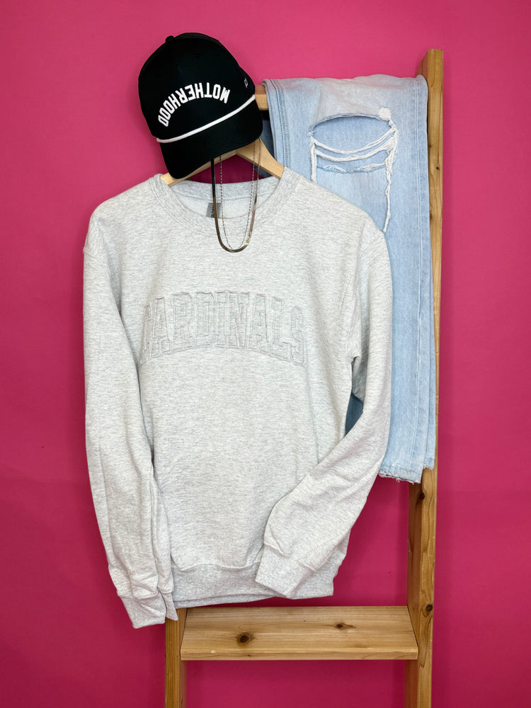 Cardinal Raggy Ash Embroidered Crewneck