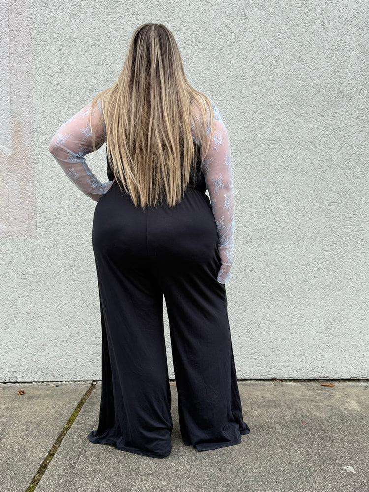 Wide Leg Button Front Jumpsuit