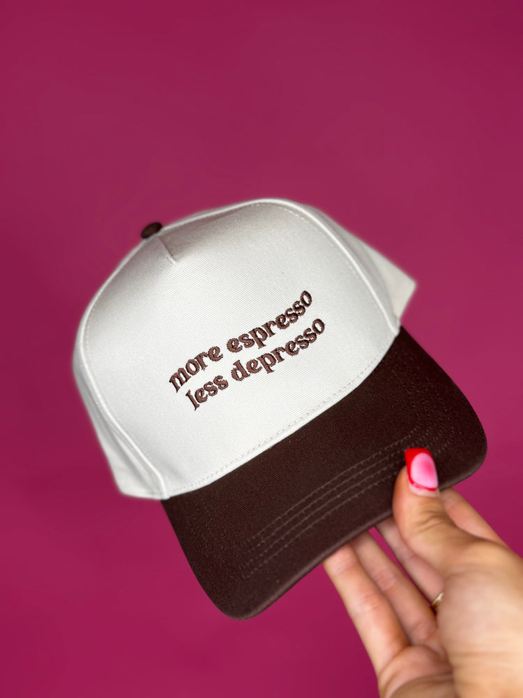 Embroidered Baseball Hats- More Espresso Less Depresso