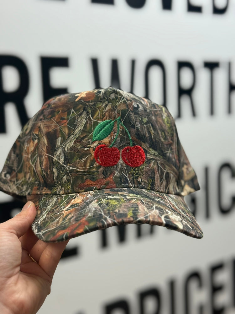 Embroidered Baseball Hats- Camo Cherry