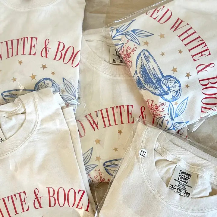 Red, White and Boozy Box Crop Tee