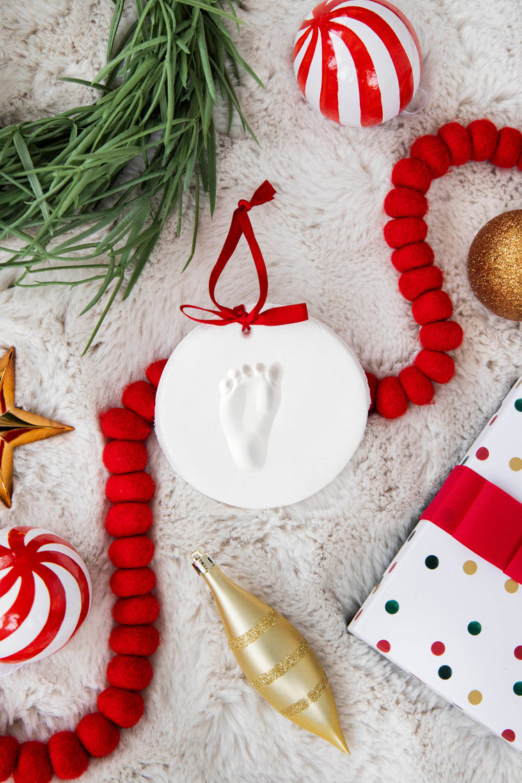 Baby Handprint or Footprint Christmas Ornament Kit, Set of 2