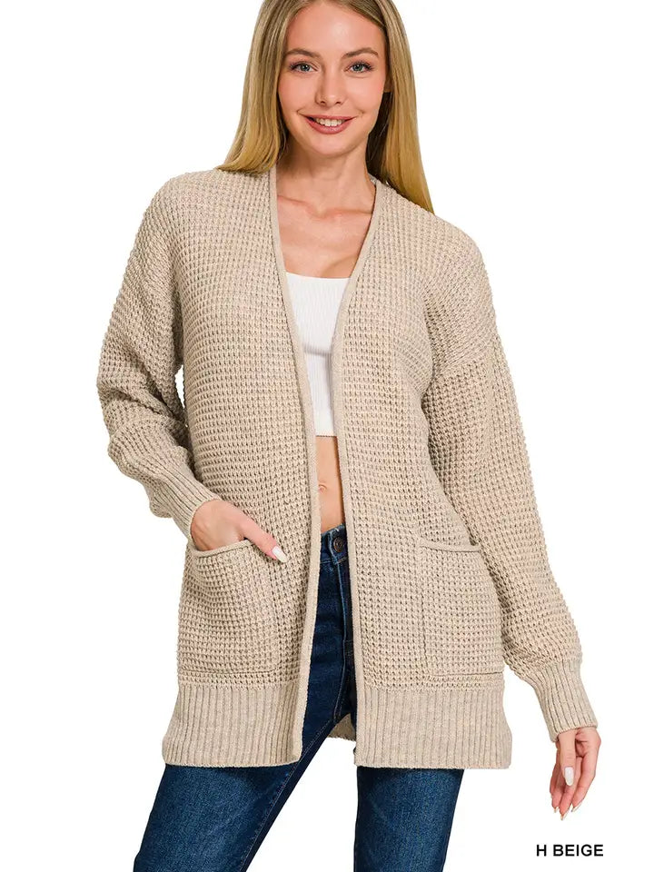 Waffle Open Cardigan