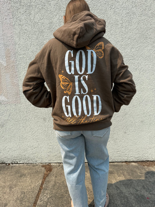 God Is Good All The Time Brown Hoodie