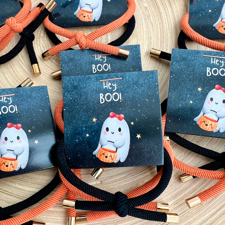 Thank You Gifts "Hey Boo!" Halloween Double Elastic Hair Tie