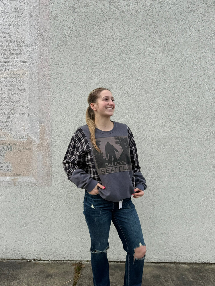 Believe In Sasquatch Seattle Upcycled Crewneck