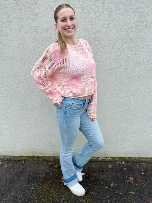 Lightweight Floral Sweater Top