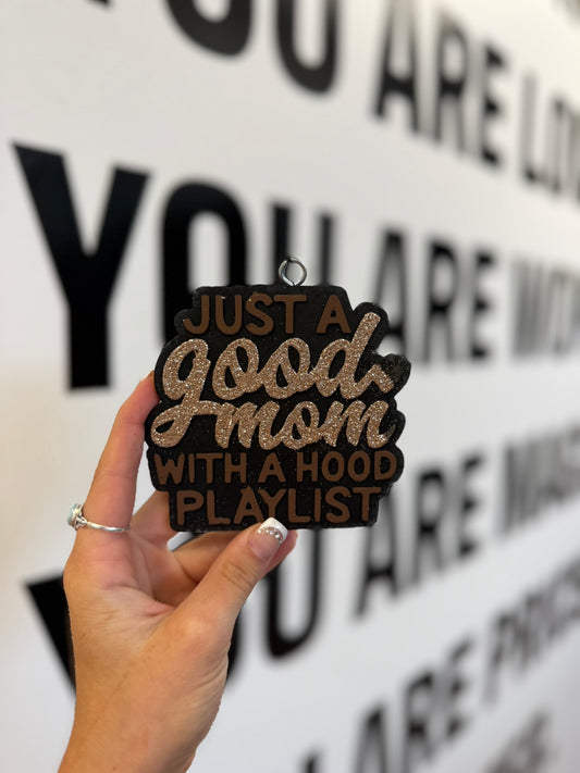 Good Mom with Hood Playlist Car Freshie- Caramel Latte