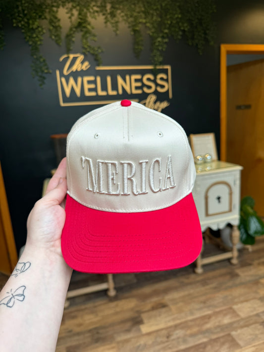 'Merica Puff Embroidered Baseball Cap