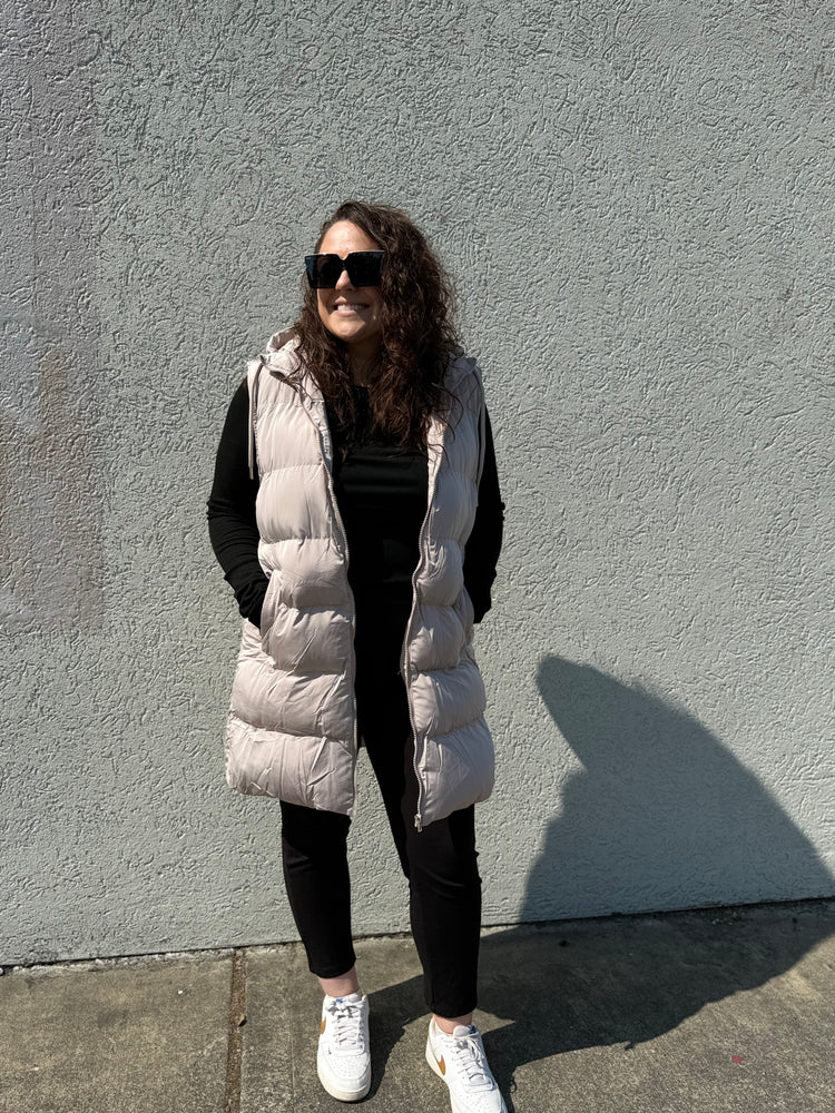 Hooded Longline Puffer Vest